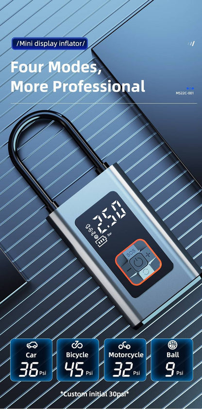 9-Function Digital Portable Tire Inflator , Air Compressor With LED Display