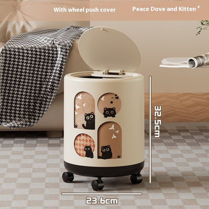 Portable Household Trash Can With Lid