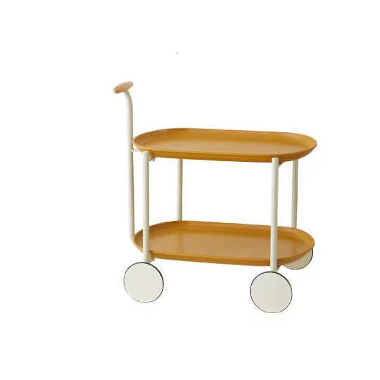 Movable Double-Layer Storage Pushcart with Wheels