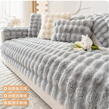 Ondaum Winter Thickened Rabbit Plush Sofa Cushion