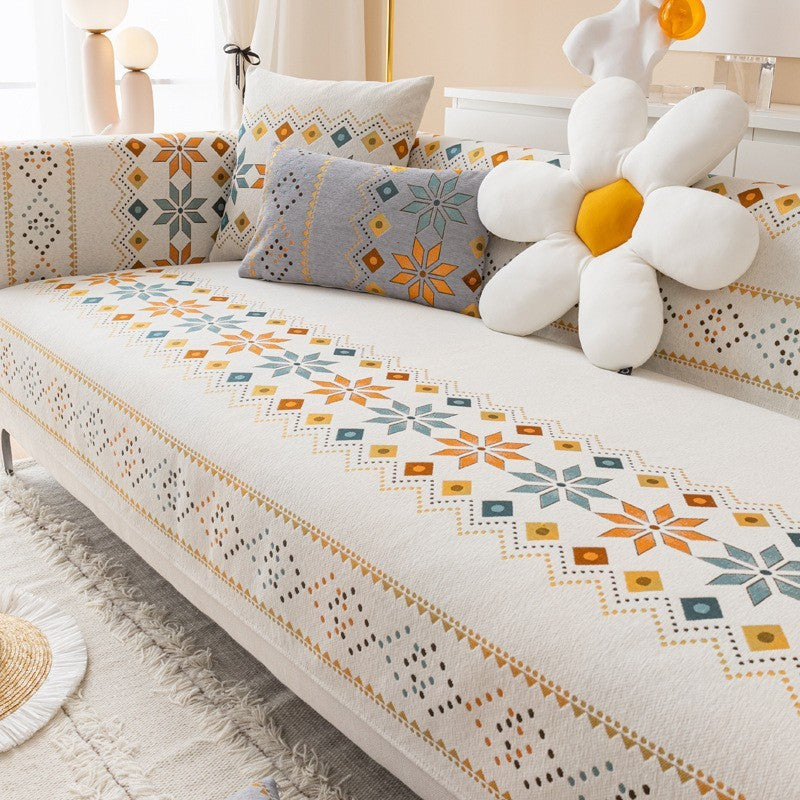 Bohemian Chenille Sofa Cover – Non-Slip Four Seasons Protection