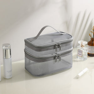 2pcs Double Layer Mesh Travel Cosmetic Storage Bags