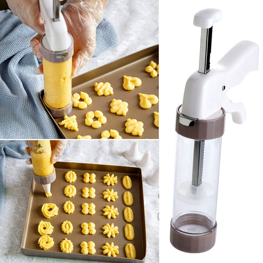 Cookie Press Gun Kit – 13 Discs & 6 Nozzles for Easy Biscuit Making