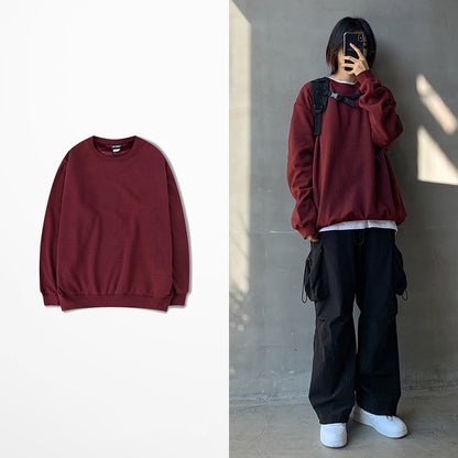 Seasonal Solid Color Plush Pullover Sweater – Loose Fit