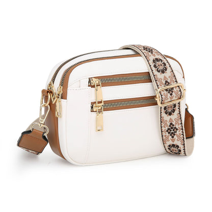 Ladies’ Two-Tone PU Leather Small Square Crossbody Bag