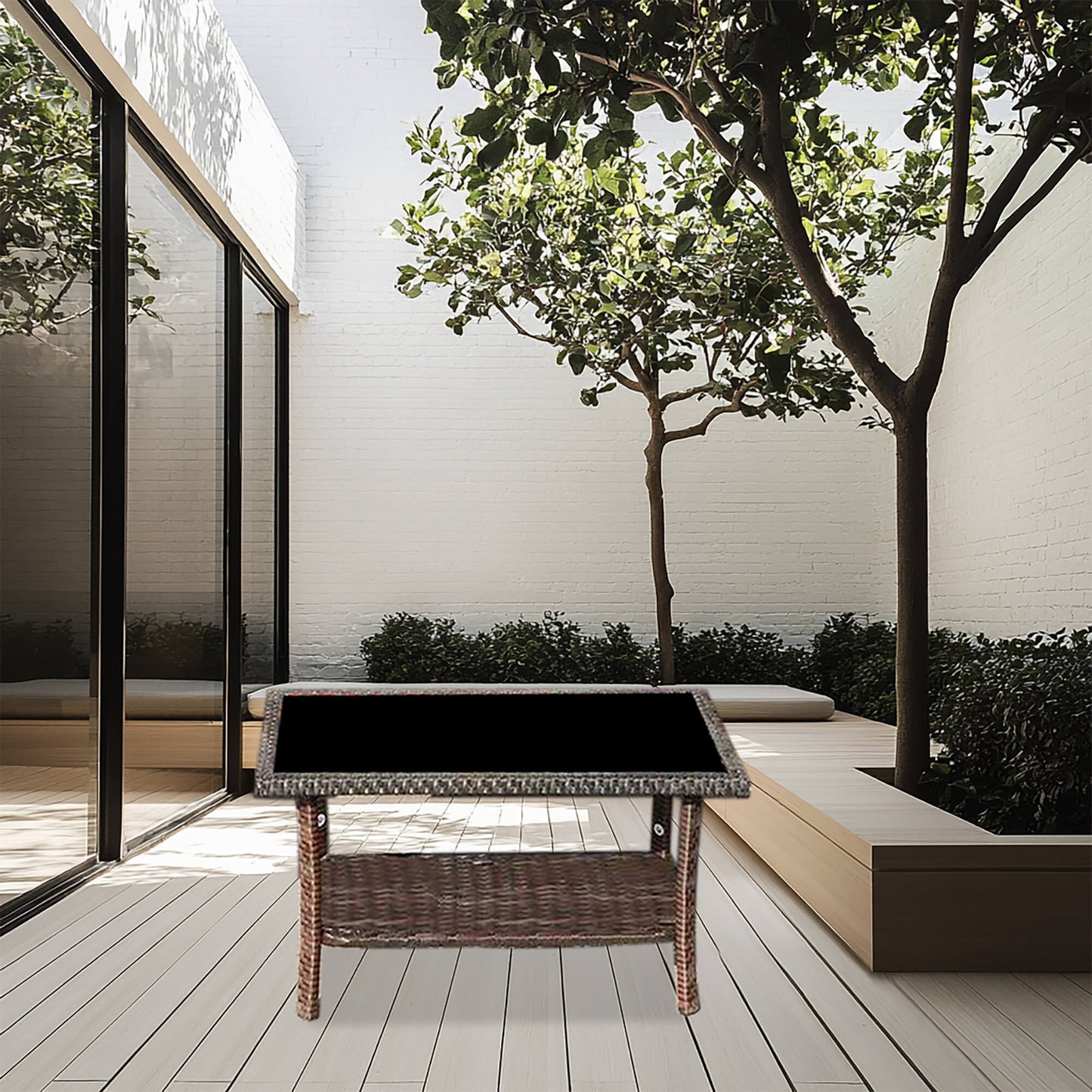 Four-Piece Sofa Set Table With Sofa Chair PE Rattan Outdoor Furniture