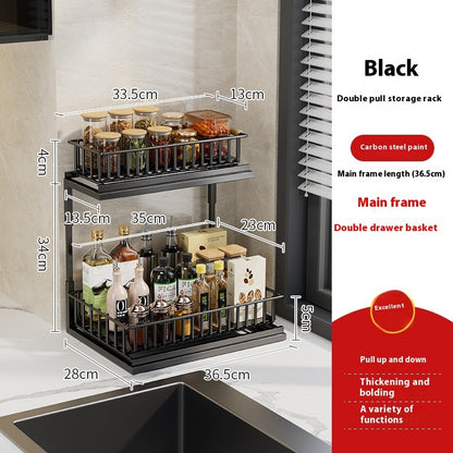 Kitchen Multi-functional Seasoning Rack Pull-out Basket