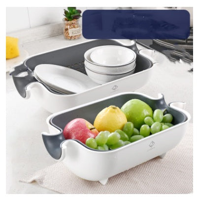 Double Drain Basket Bowl for Kitchen Washing & Straining