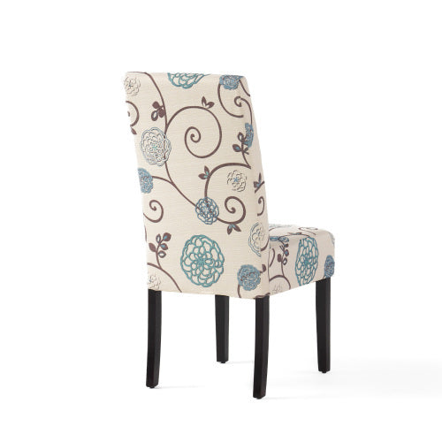 Contemporary White and Blue Dining Chair with Fabric Upholstery
