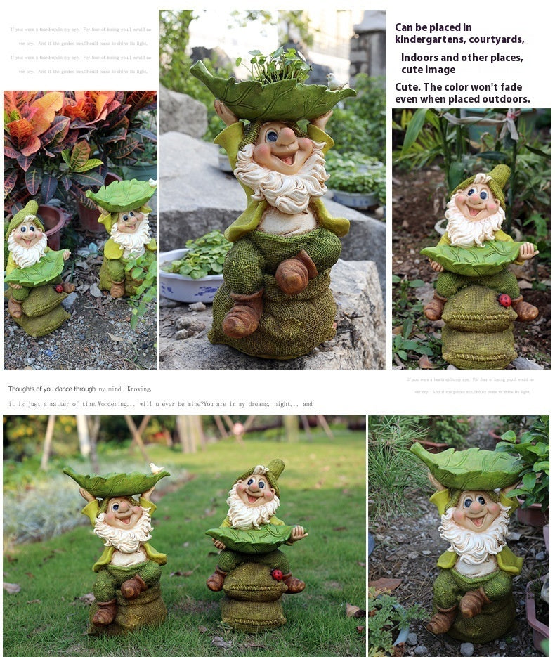 Resin Garden Gnome Flower Pot – Decorative Courtyard Ornament