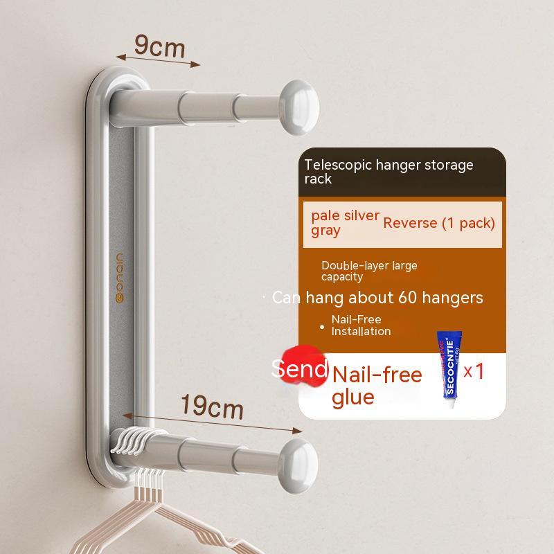 Retractable Hanger Storage Rack Punch-free