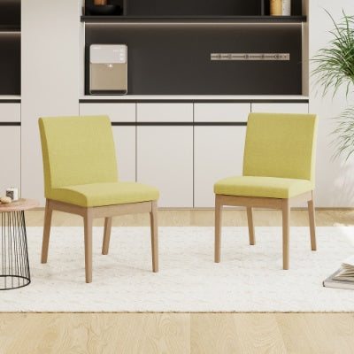 Green Fabric Dining Chair Set with Contemporary Design