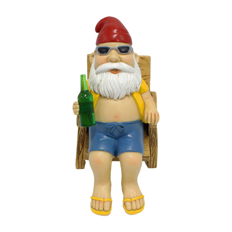 Resin Dwarf Recliner Garden Ornament
