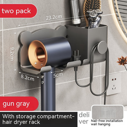Punch-free Wall-mounted Hair Dryer Storage Rack
