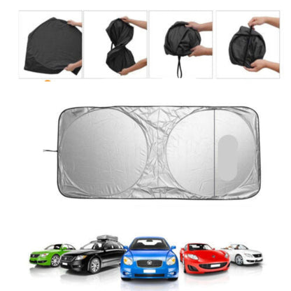 Car sunshade with packaging and car illustrations on a white background