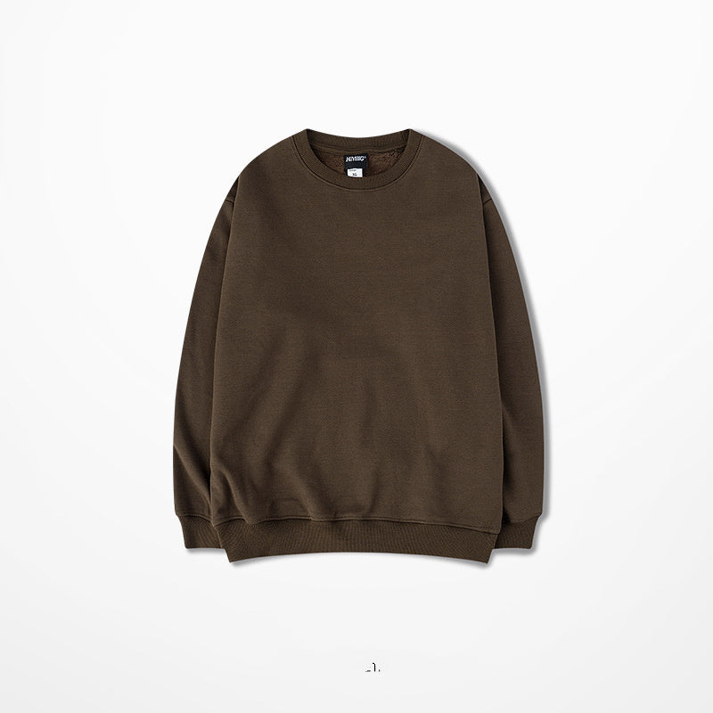 Seasonal Solid Color Plush Pullover Sweater – Loose Fit