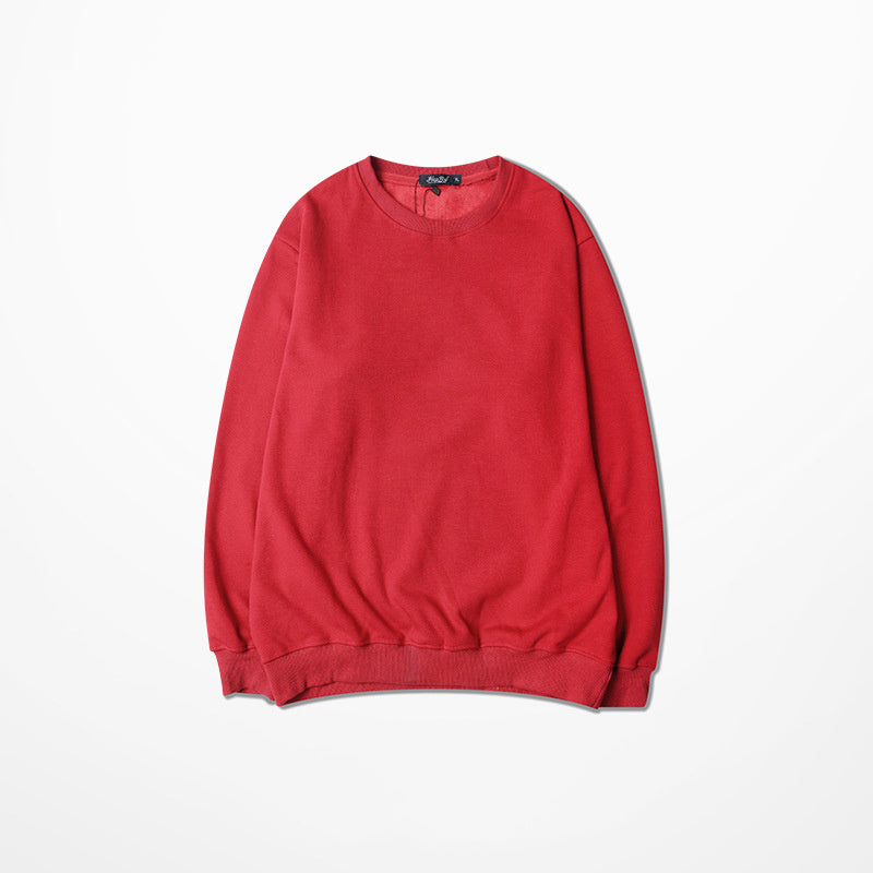 Seasonal Solid Color Plush Pullover Sweater – Loose Fit