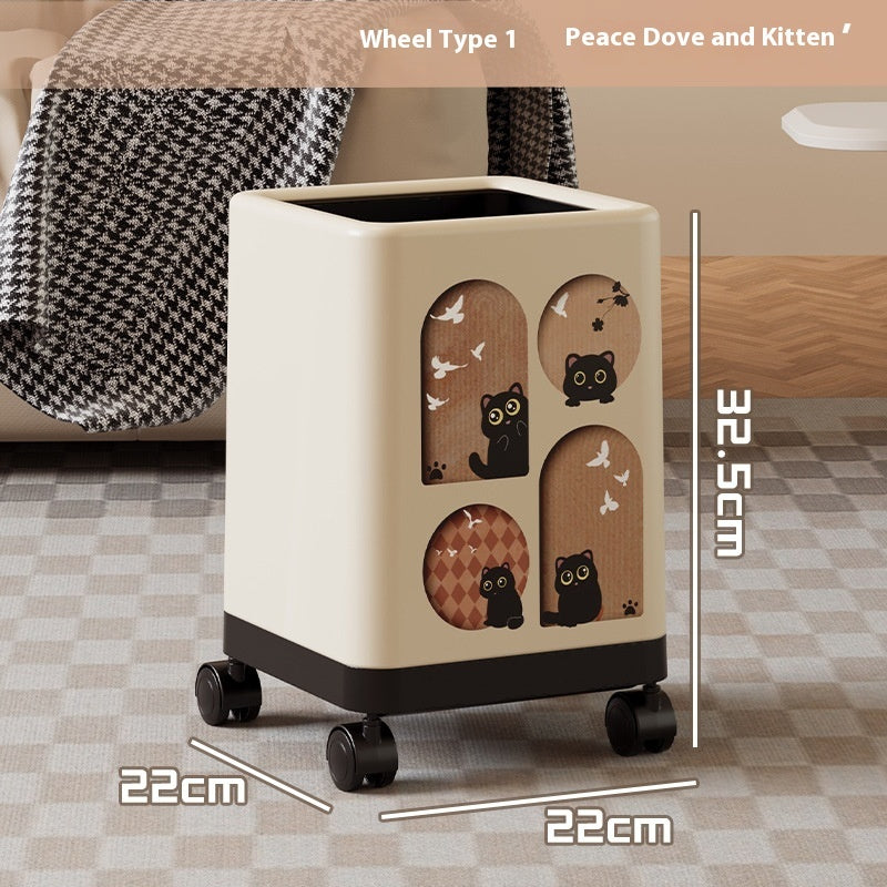 Portable Household Trash Can With Lid