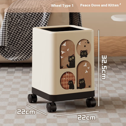 Portable Household Trash Can With Lid