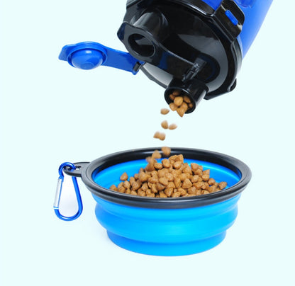 Portable 2-in-1 Pet Water & Food Bottle with Collapsible Bowl