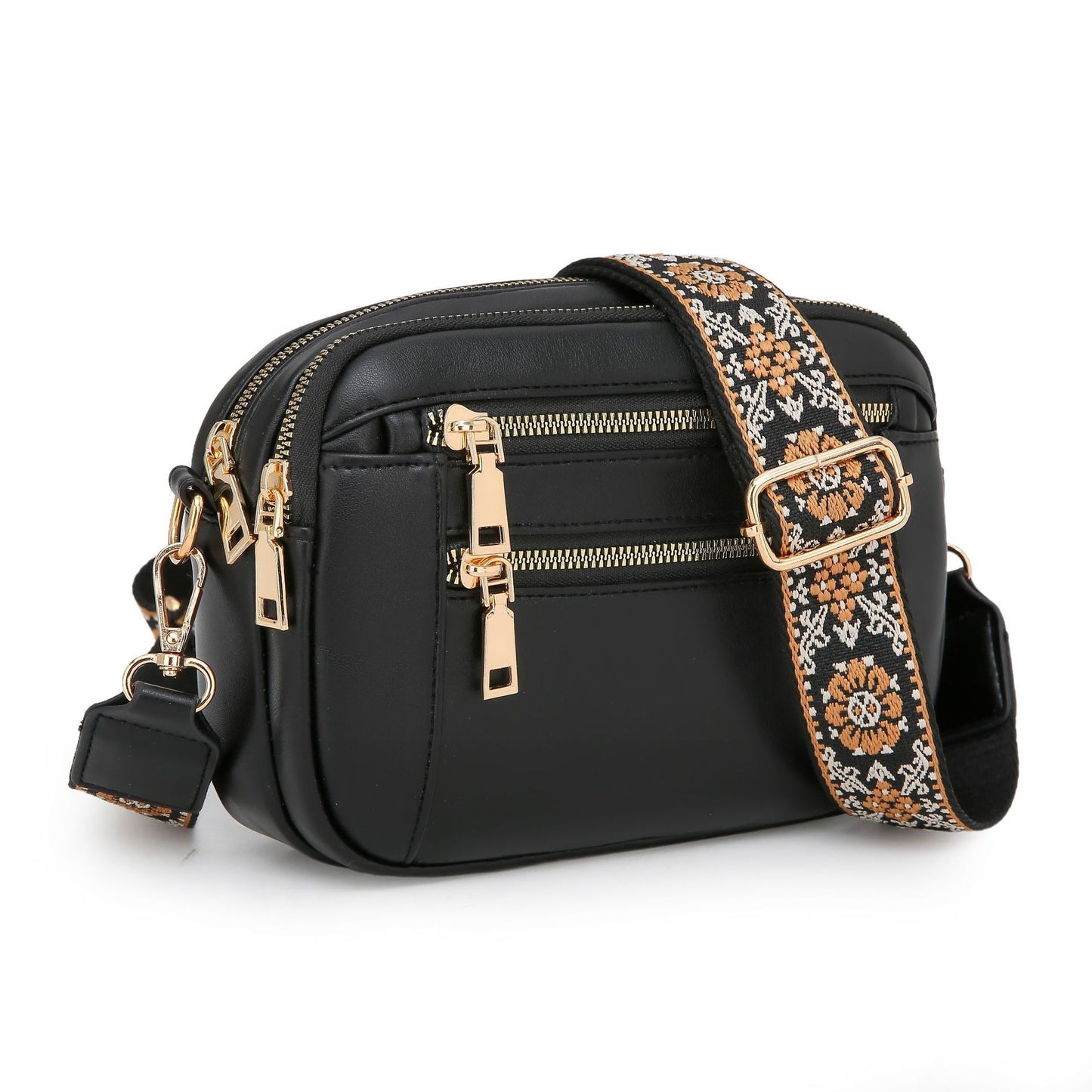 Ladies’ Two-Tone PU Leather Small Square Crossbody Bag