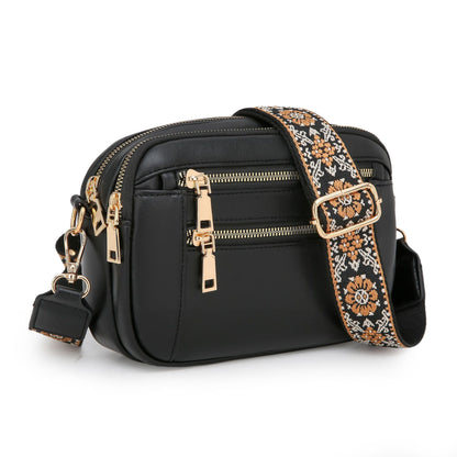 Ladies’ Two-Tone PU Leather Small Square Crossbody Bag