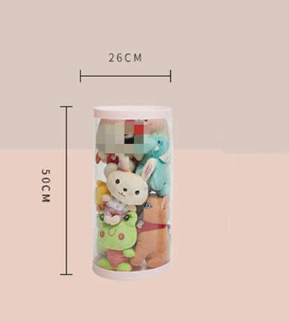 Plush Doll Toy Container Transparent Cylindrical Buckle Storage Bucket