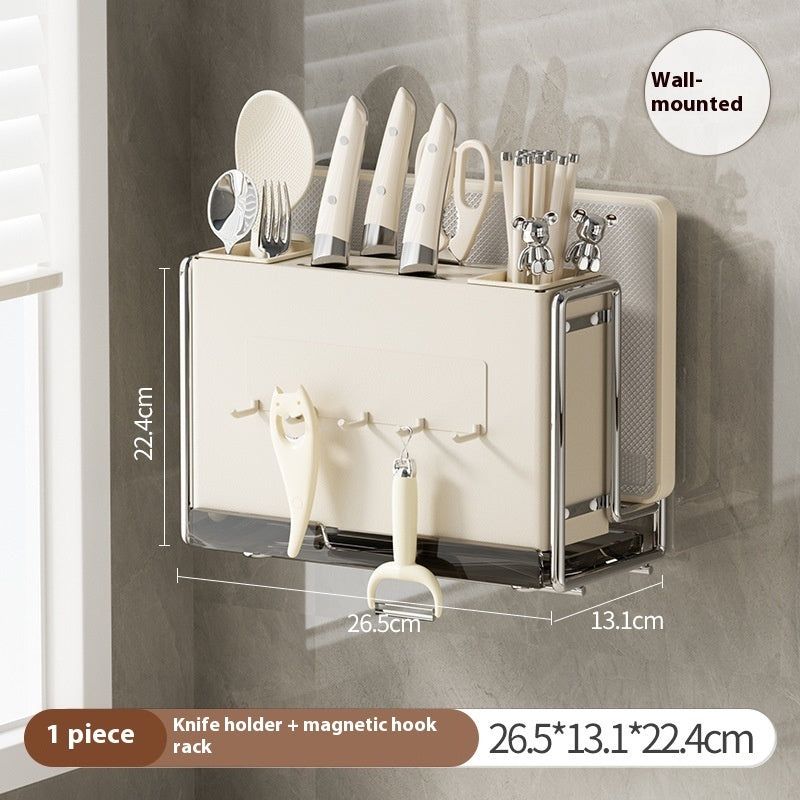 Magnetic Knife Holder Cutting Board Integrated Storage Rack