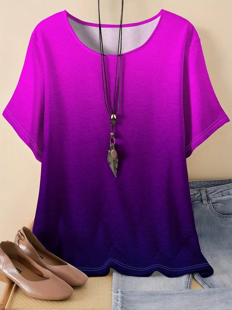Casual Sports Loose Round Neck Short Sleeve T-Shirt
