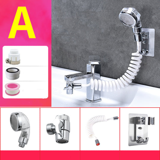 Wash basin faucet with external shampoo shower