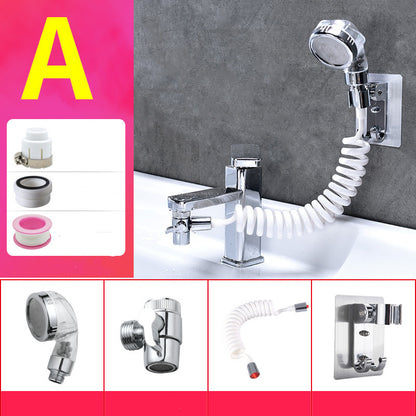 Wash basin faucet with external shampoo shower