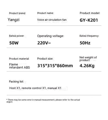 Ondaum Air Circulator Household Fan with Thermantidote Turbofan