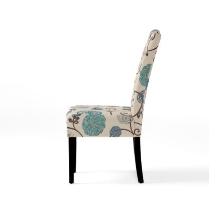 Contemporary White and Blue Dining Chair with Fabric Upholstery