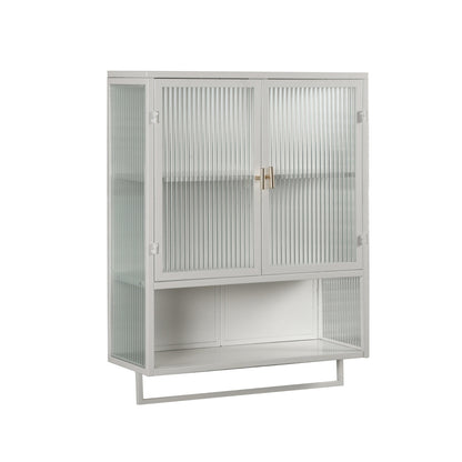 Modern Two-Door Wall Cabinet with Glass Doors and Open Shelf – Stylish & Functional