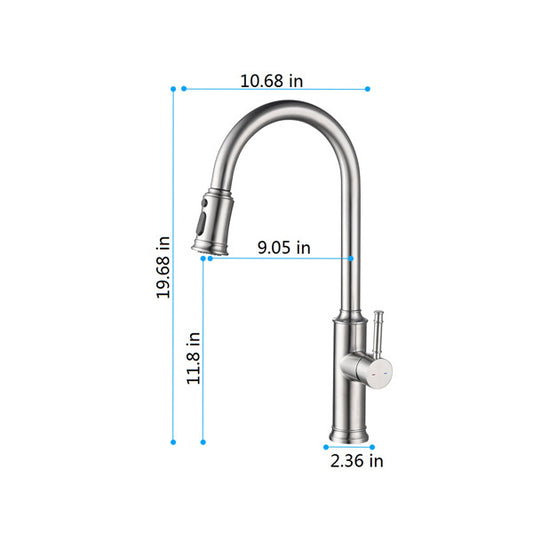 Pulling Nozzle Kitchen Faucet – Brushed Nickel, 360° Swivel, Single Handle