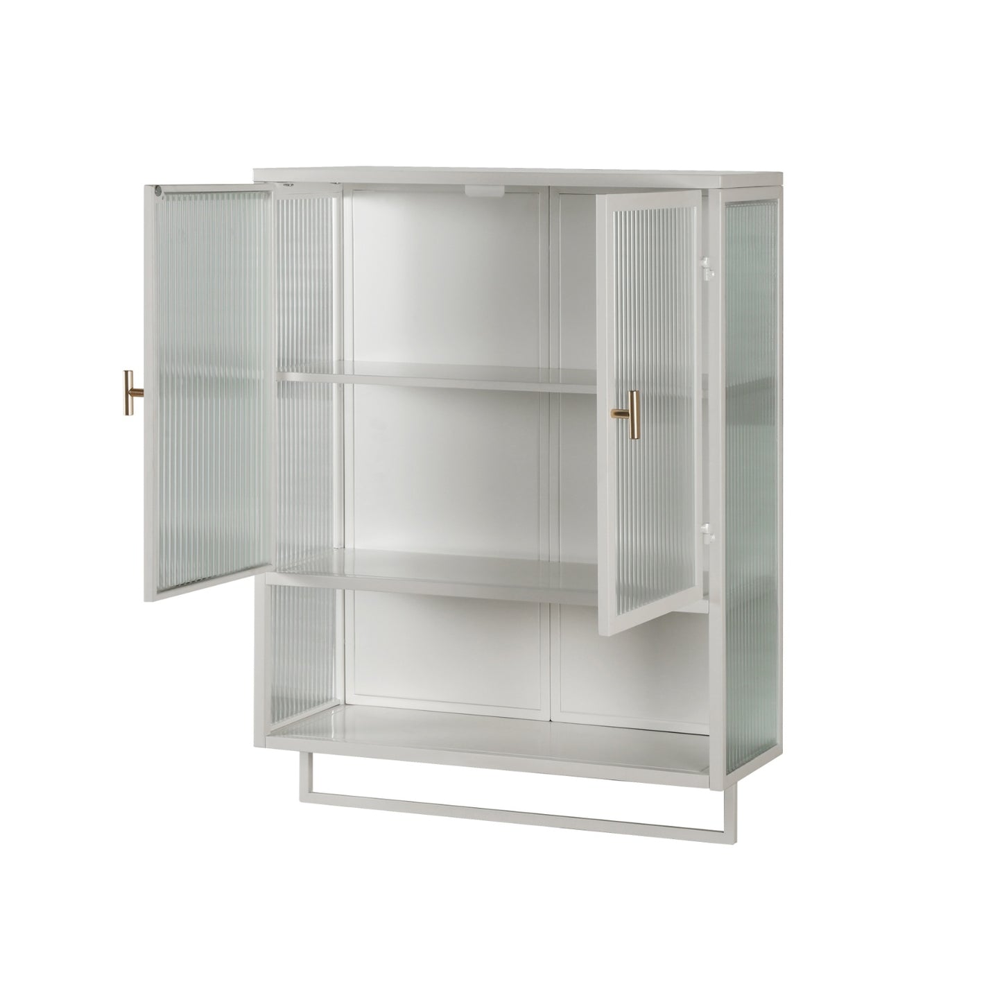 Modern Two-Door Wall Cabinet with Glass Doors and Open Shelf – Stylish & Functional
