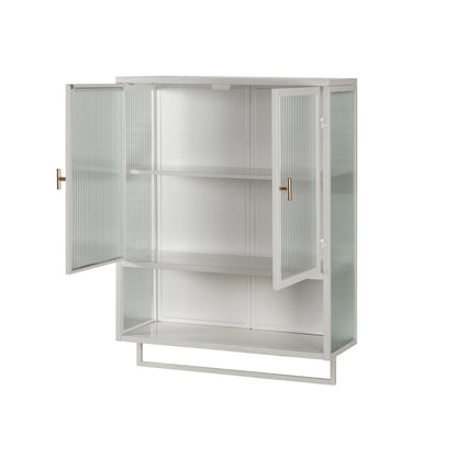 Modern Two-Door Wall Cabinet with Glass Doors and Open Shelf – Stylish & Functional