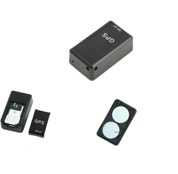GPS tracker with labeled parts on a white background