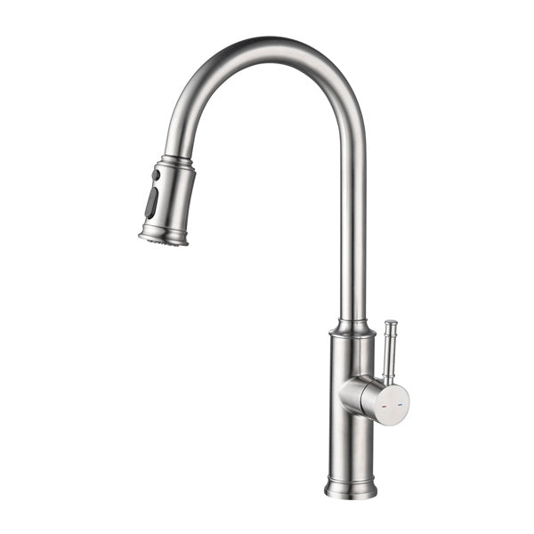 Pulling Nozzle Kitchen Faucet – Brushed Nickel, 360° Swivel, Single Handle