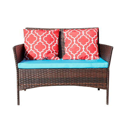 Four-Piece Sofa Set Table With Sofa Chair PE Rattan Outdoor Furniture