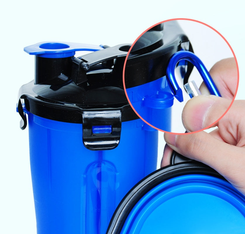 Portable 2-in-1 Pet Water & Food Bottle with Collapsible Bowl