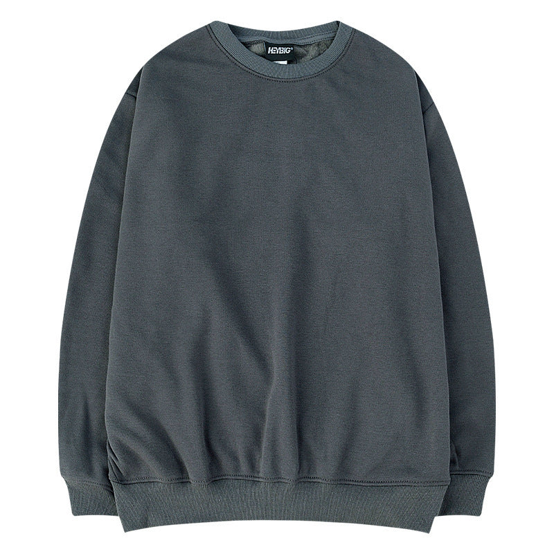 Seasonal Solid Color Plush Pullover Sweater – Loose Fit