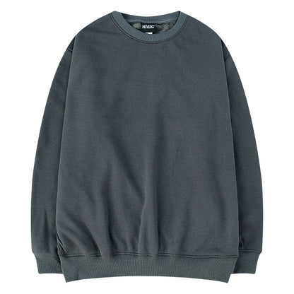 Seasonal Solid Color Plush Pullover Sweater – Loose Fit