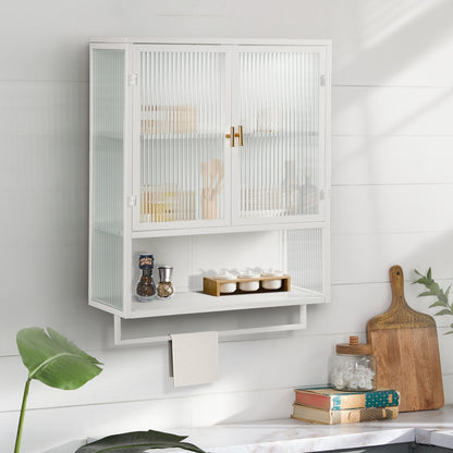 Modern Two-Door Wall Cabinet with Glass Doors and Open Shelf – Stylish & Functional