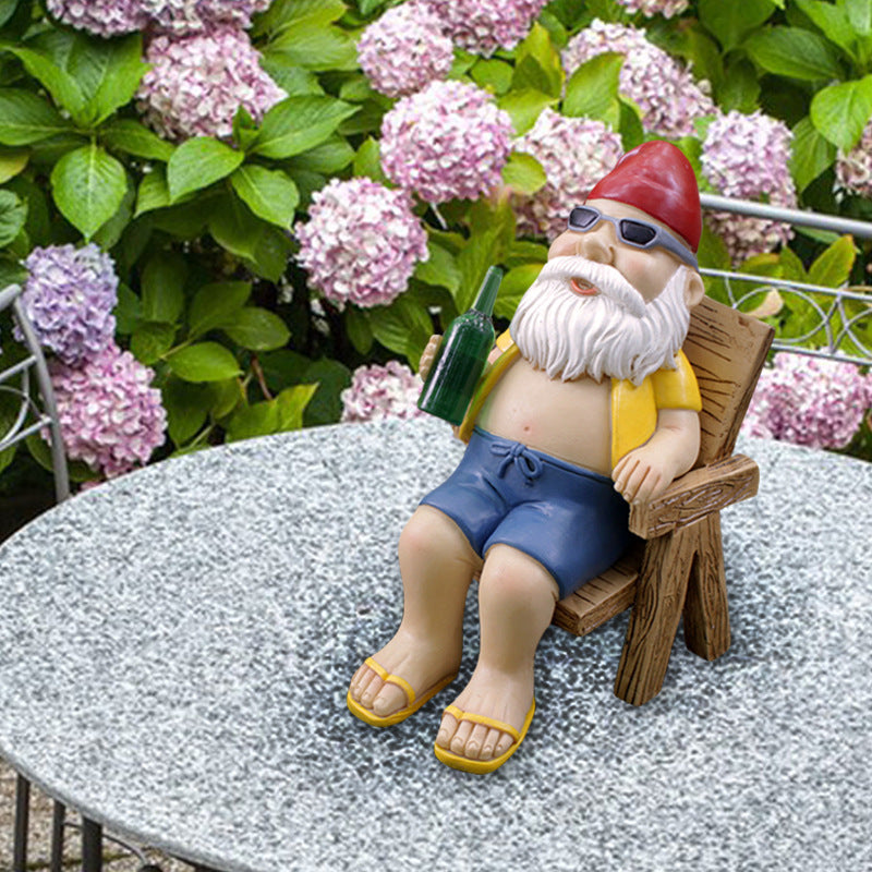 Resin Dwarf Recliner Garden Ornament