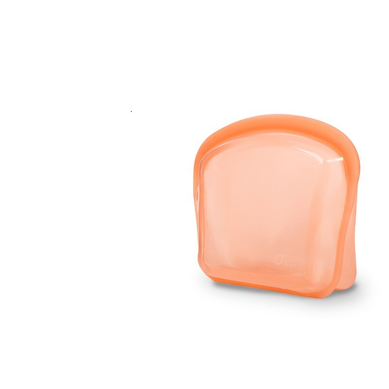 Orange transparent plastic container on a white background