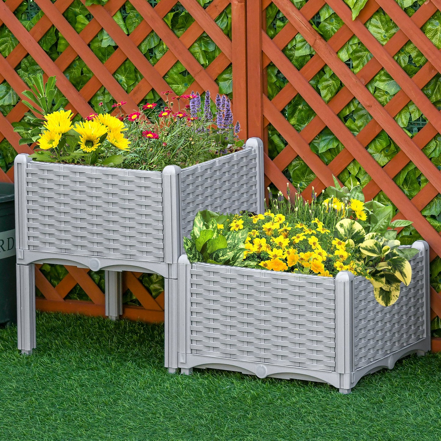 2-Piece Elevated Self-Watering Garden Bed
