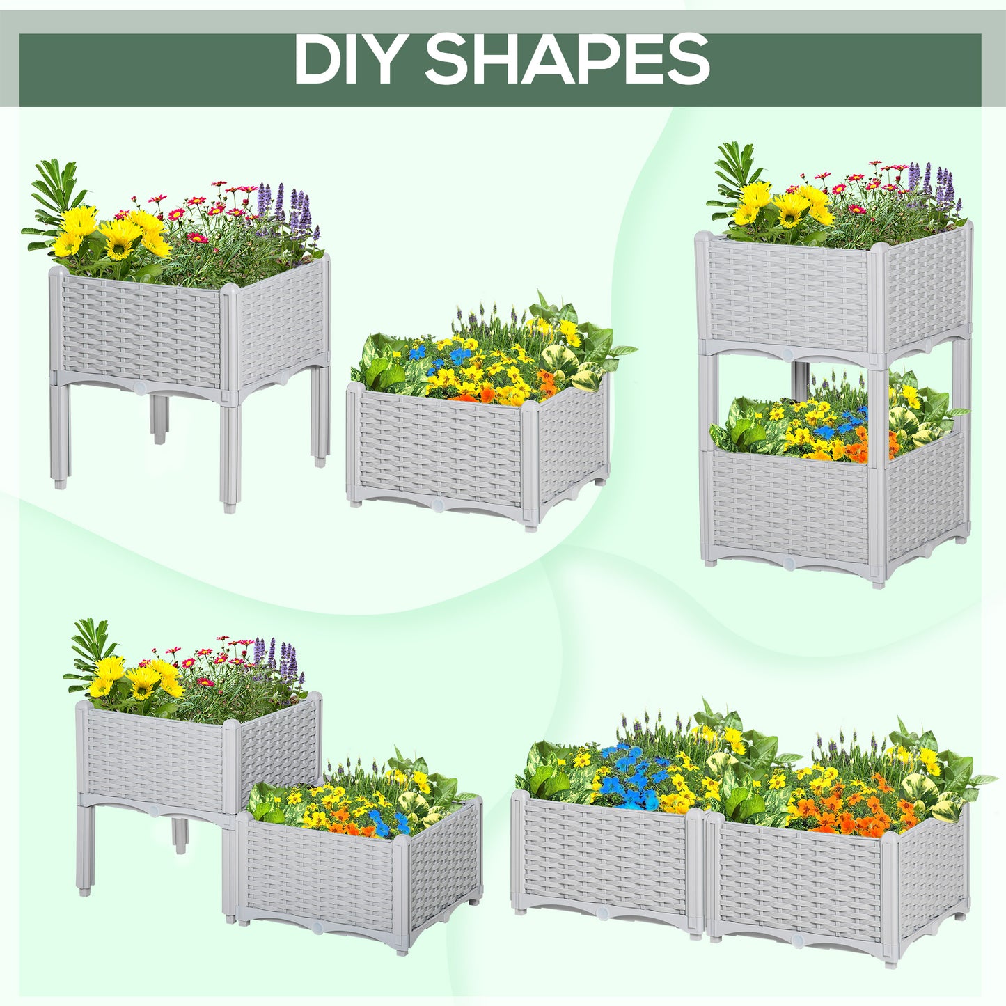 2-Piece Elevated Self-Watering Garden Bed