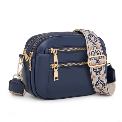 Ladies’ Two-Tone PU Leather Small Square Crossbody Bag