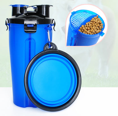 Portable 2-in-1 Pet Water & Food Bottle with Collapsible Bowl